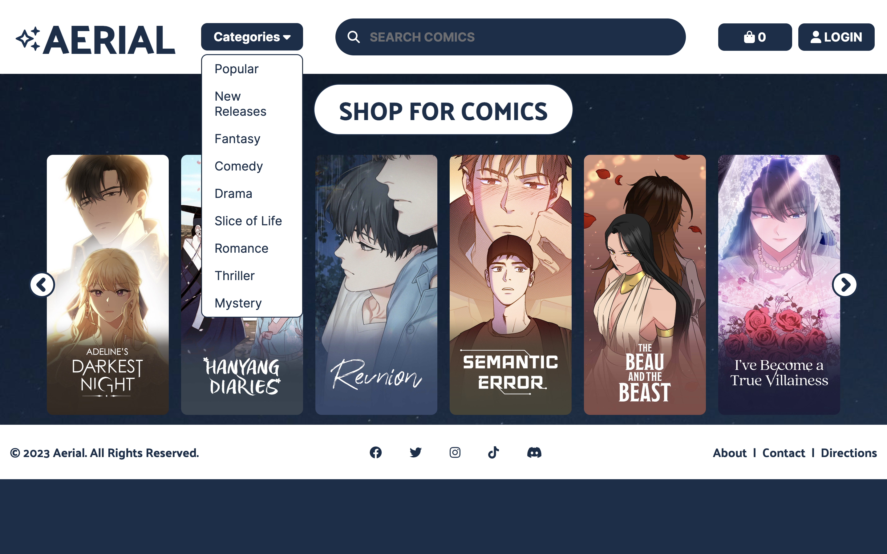 aerial categories dropdown