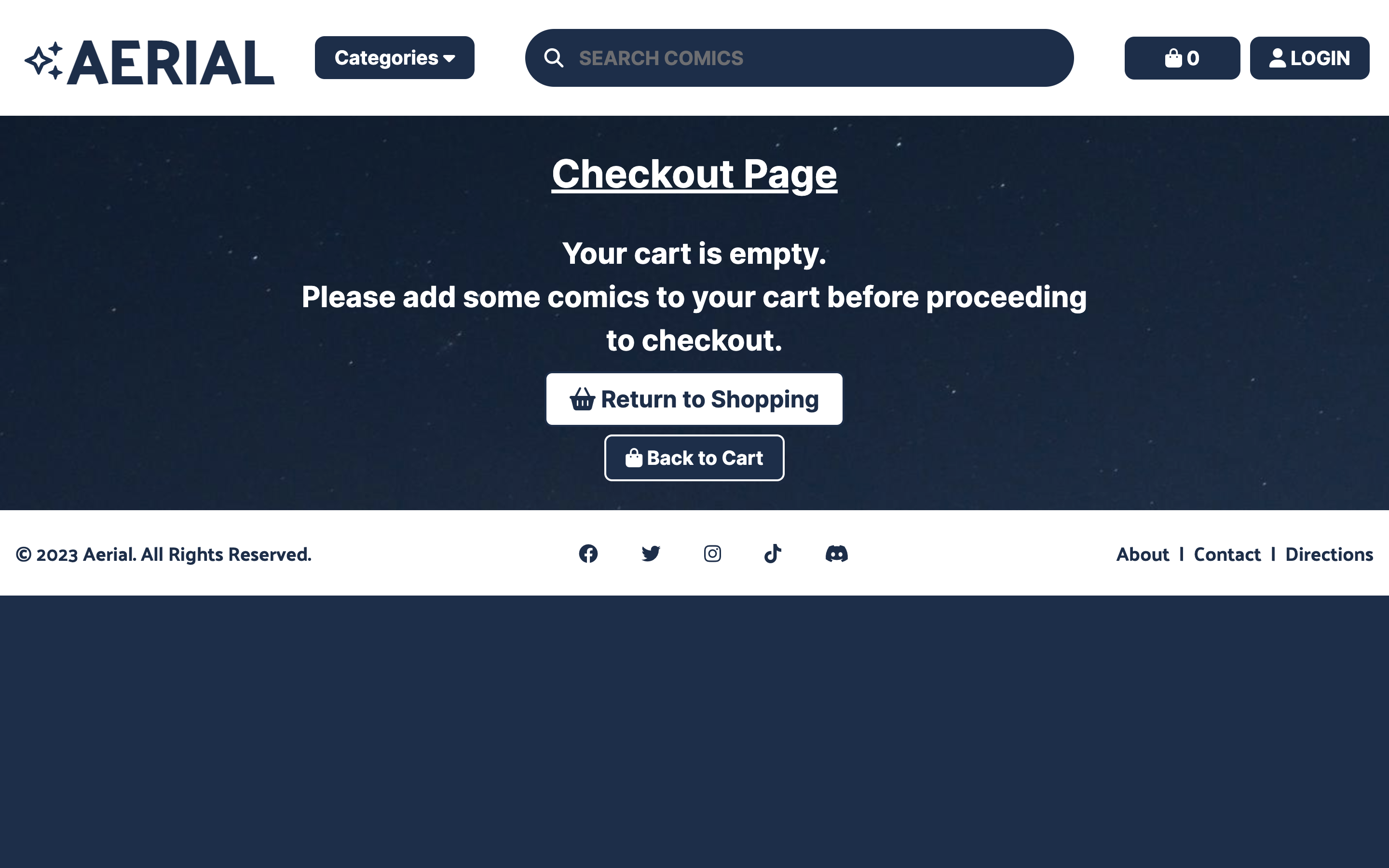 aerial empty checkout